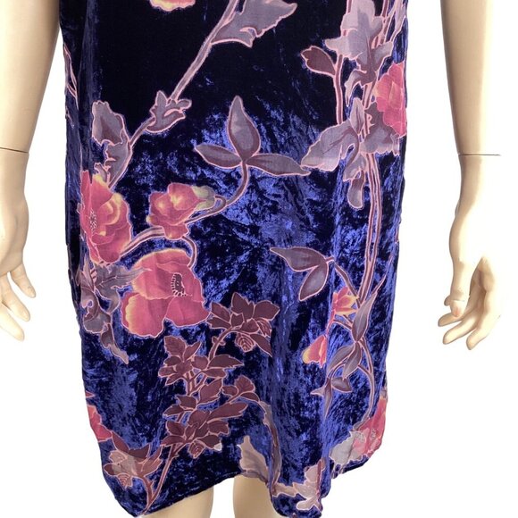 Skies Are Blue Velvet Floral Halter Dress Size Medium Shift Keyhole - Picture 8 of 8